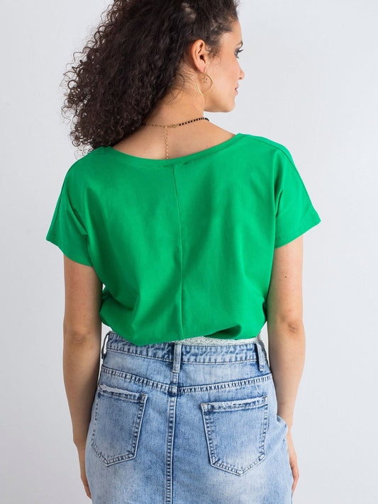 Bawełniany t-shirt V-neck zielony