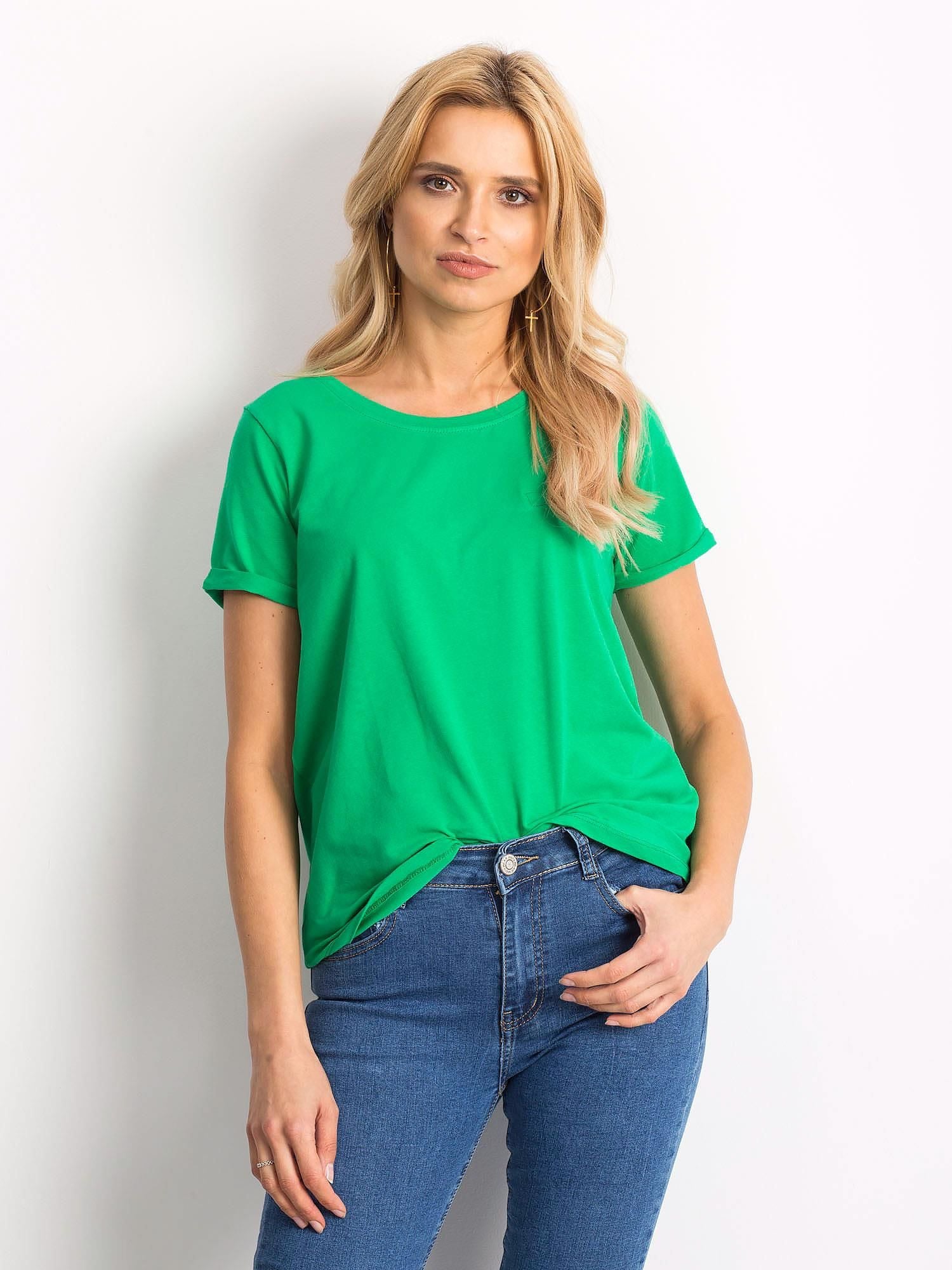 Bawełniany t-shirt damski basic zielony