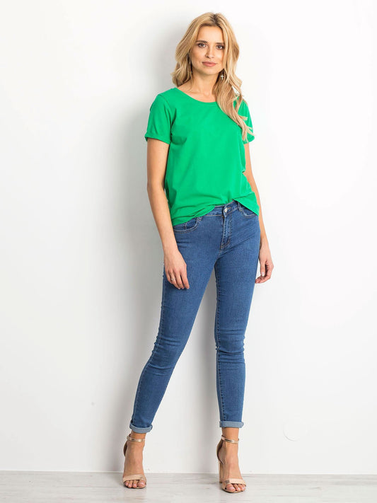 Bawełniany t-shirt damski basic zielony