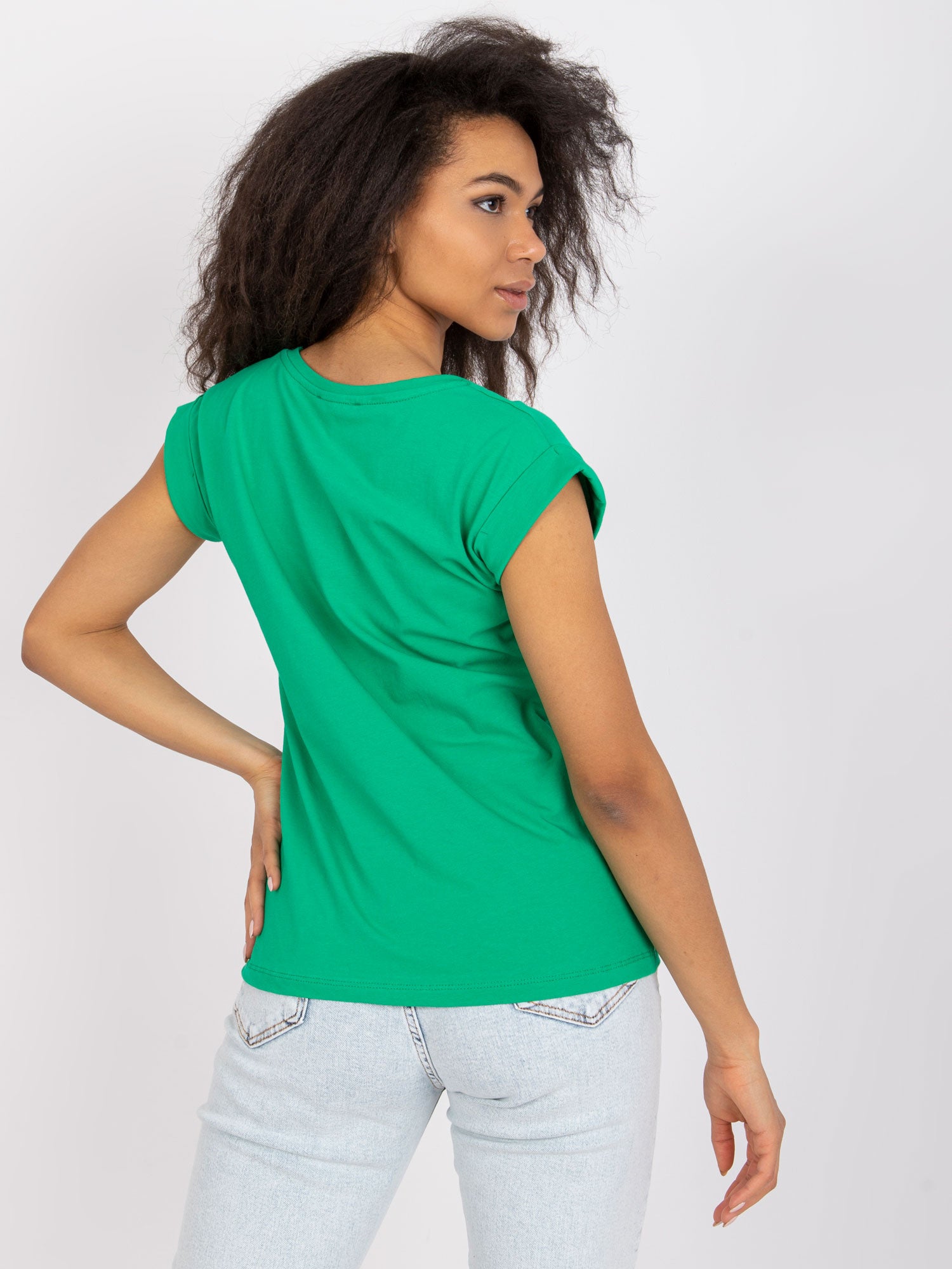 RUE PARIS Zielony t-shirt jednokolorowy