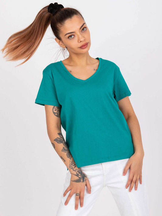 MAYFLIES Zielony t-shirt damski jednokolorowy