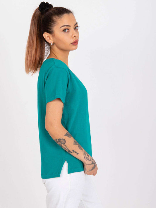 MAYFLIES Zielony t-shirt damski jednokolorowy