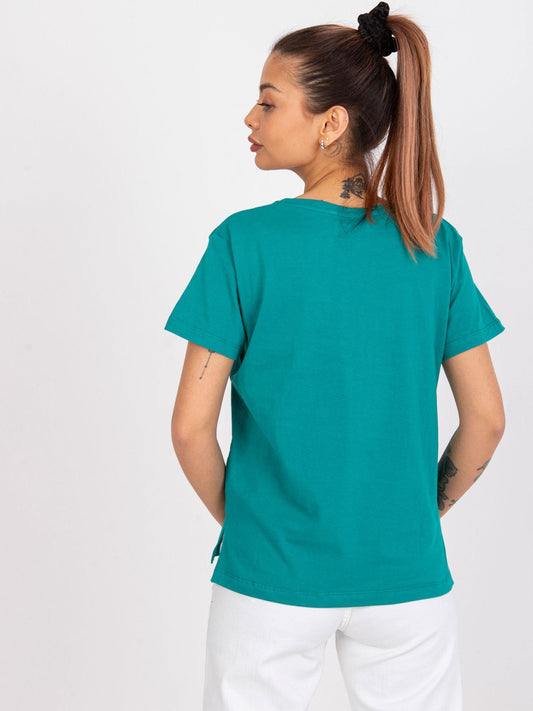 MAYFLIES Zielony t-shirt damski jednokolorowy