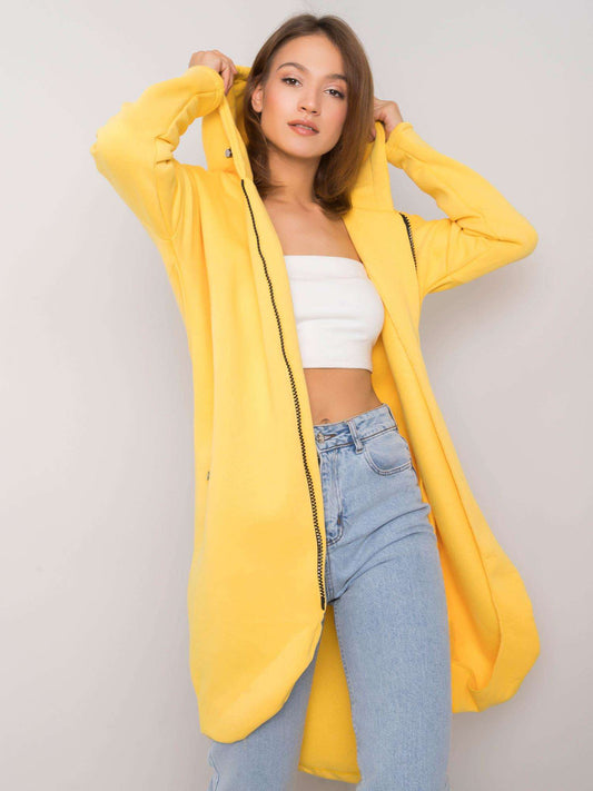 RUE PARIS Żółta długa bluza z kapturem