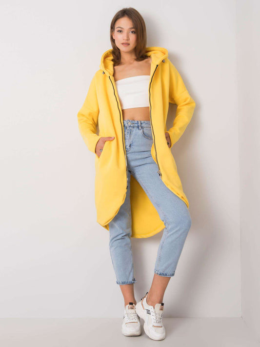 RUE PARIS Żółta długa bluza z kapturem