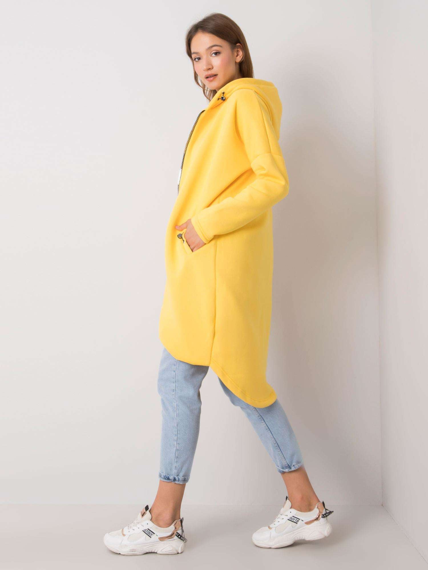 RUE PARIS Żółta długa bluza z kapturem