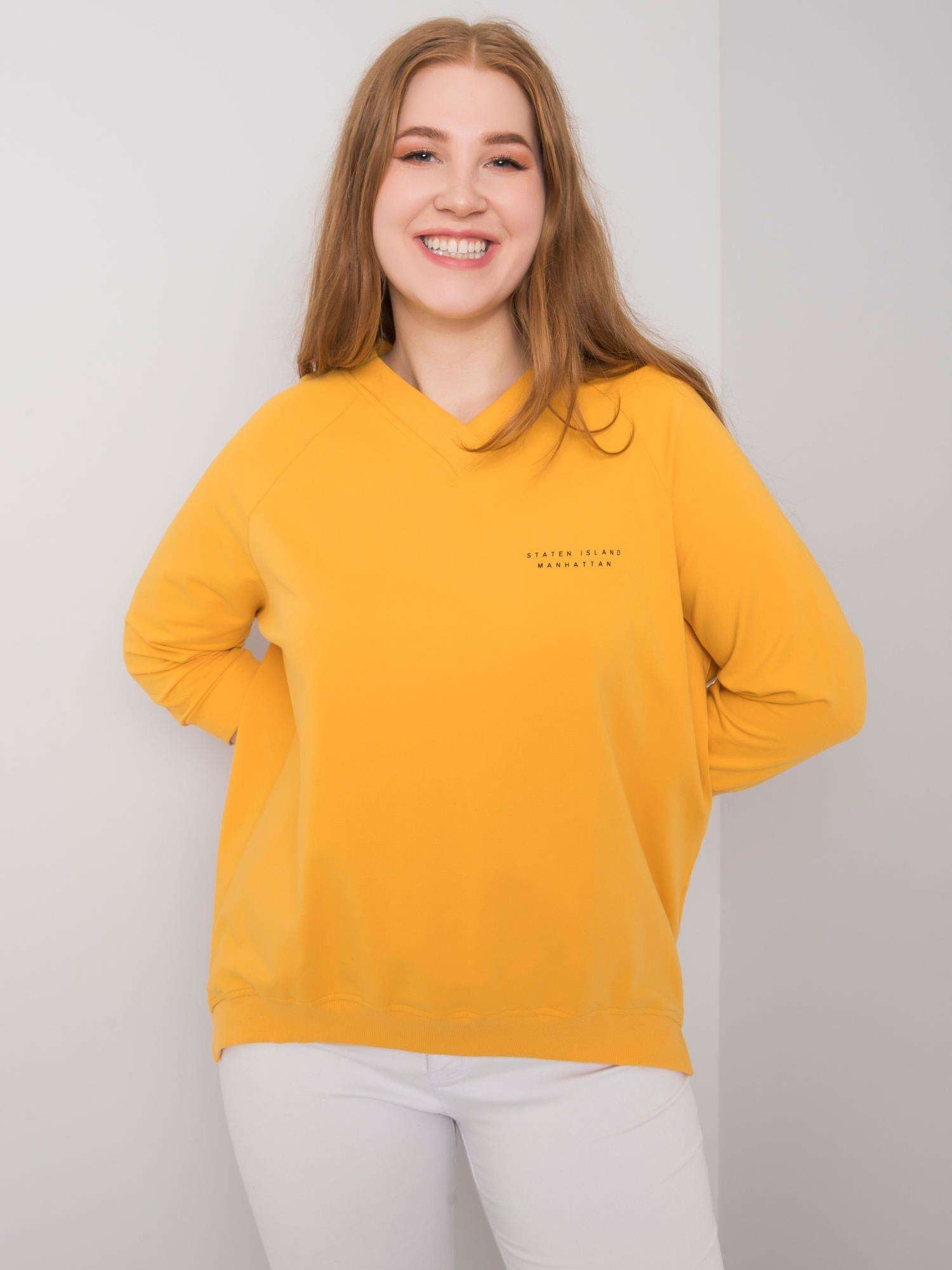 Żółta bluza plus size z dekoltem V