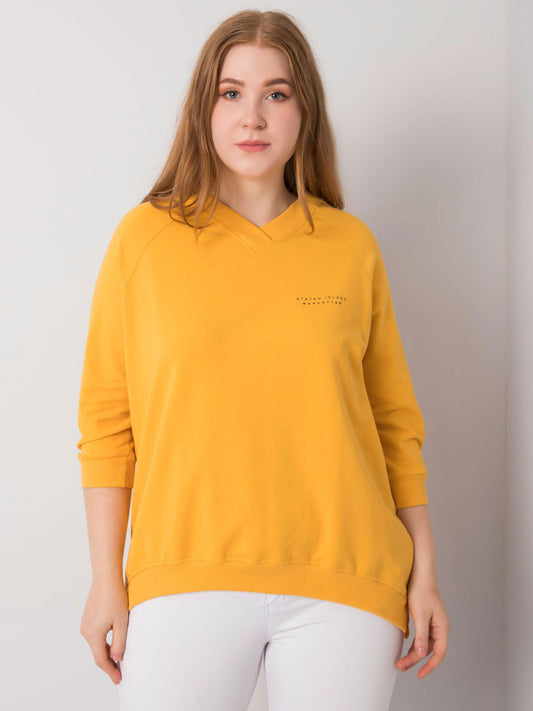 Żółta bluza plus size z dekoltem V