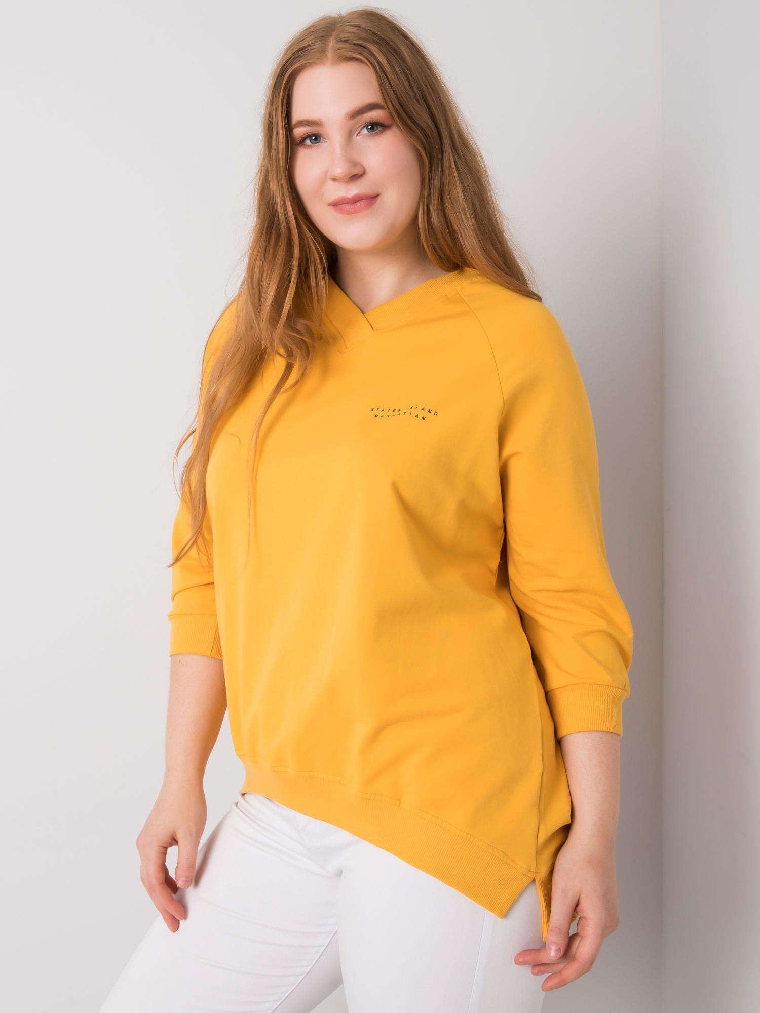 Żółta bluza plus size z dekoltem V