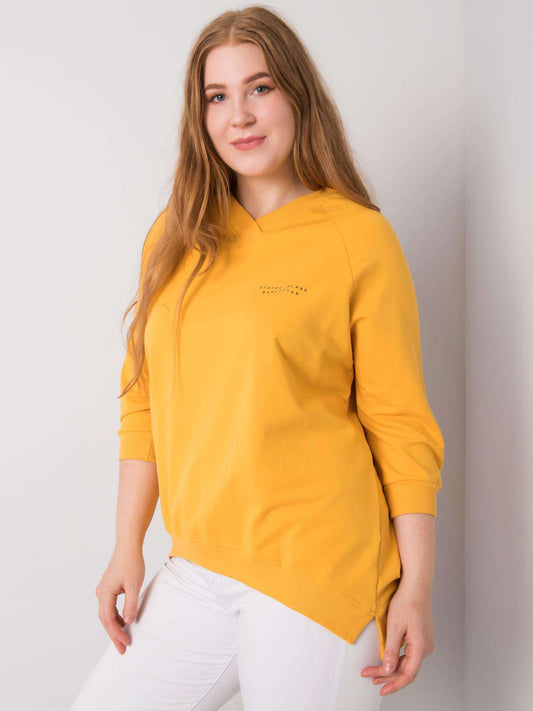 Żółta bluza plus size z dekoltem V