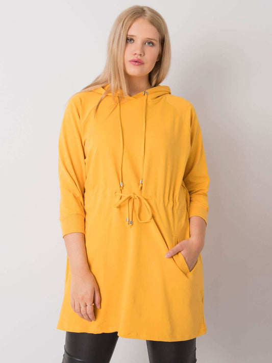Żółta długa bluza plus size