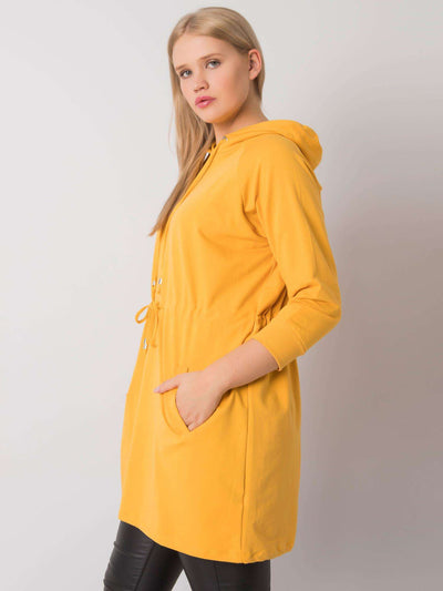 Żółta długa bluza plus size