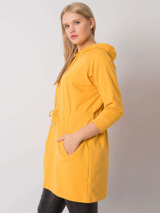 Żółta długa bluza plus size
