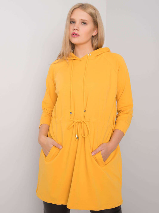 Żółta długa bluza plus size