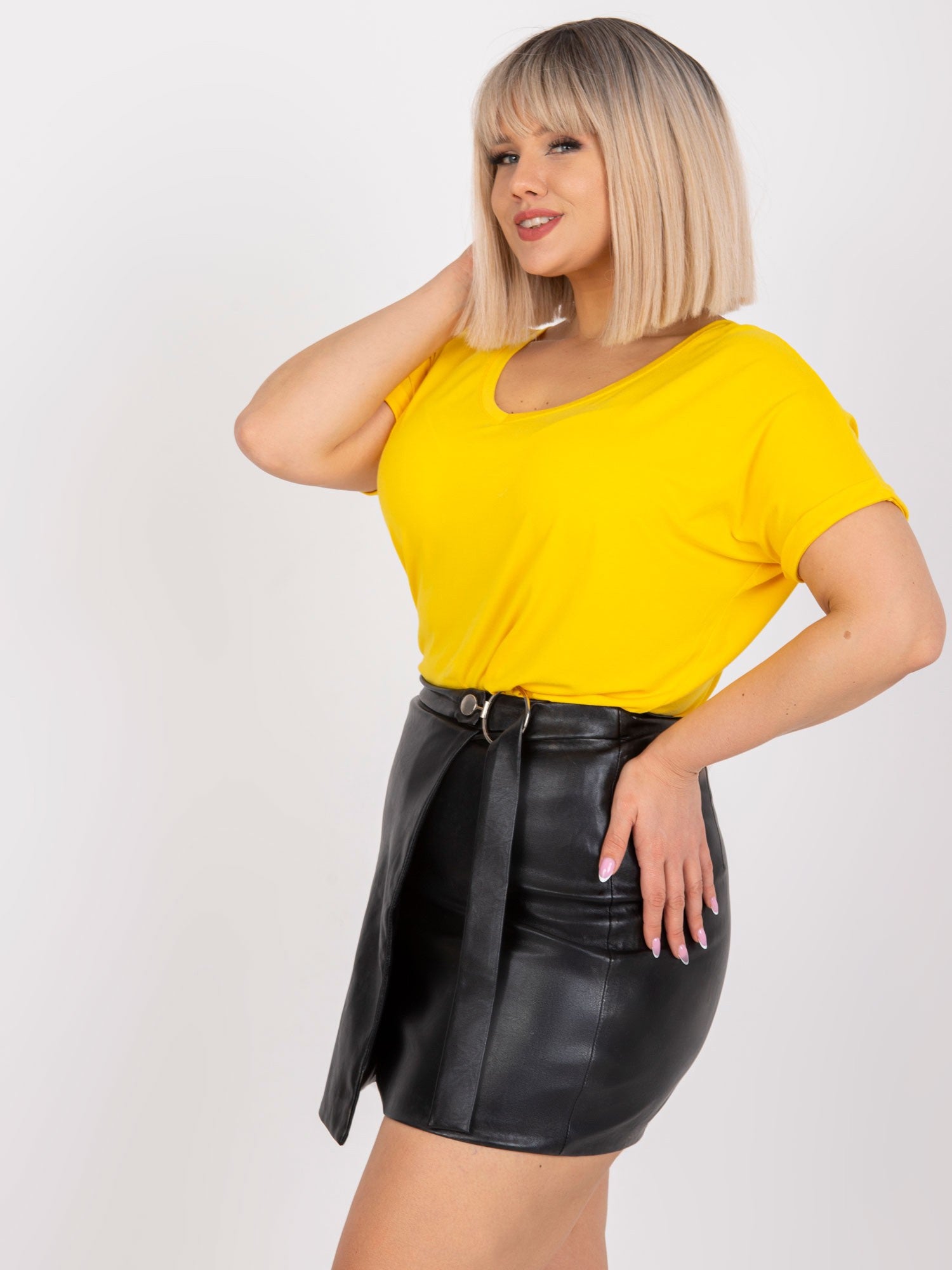 Żółta damska bluzka plus size na co dzień