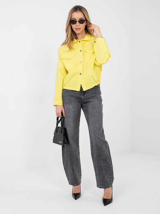 RUE PARIS Żółta koszula oversize z bawełny