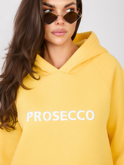 RUE PARIS Żółta bluza oversize z napisem prosecco