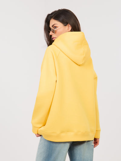 RUE PARIS Żółta bluza oversize z napisem prosecco