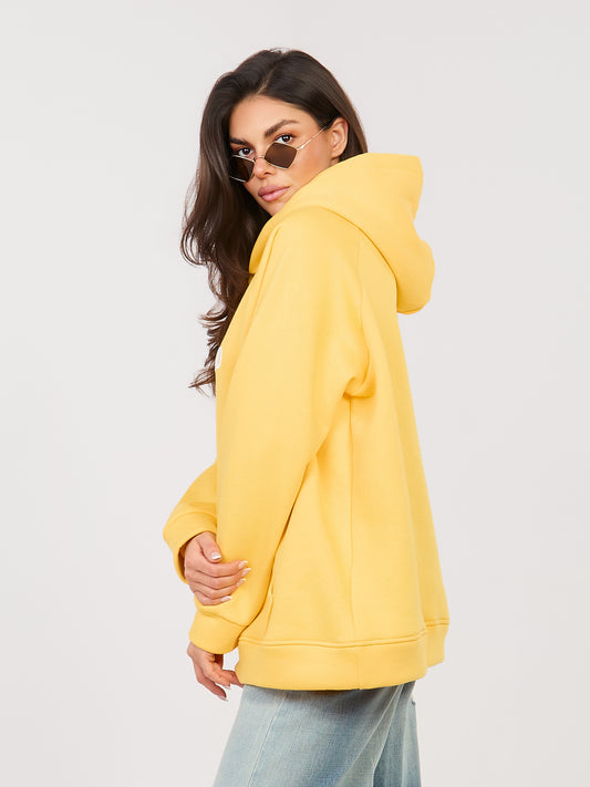 RUE PARIS Żółta bluza oversize z napisem prosecco