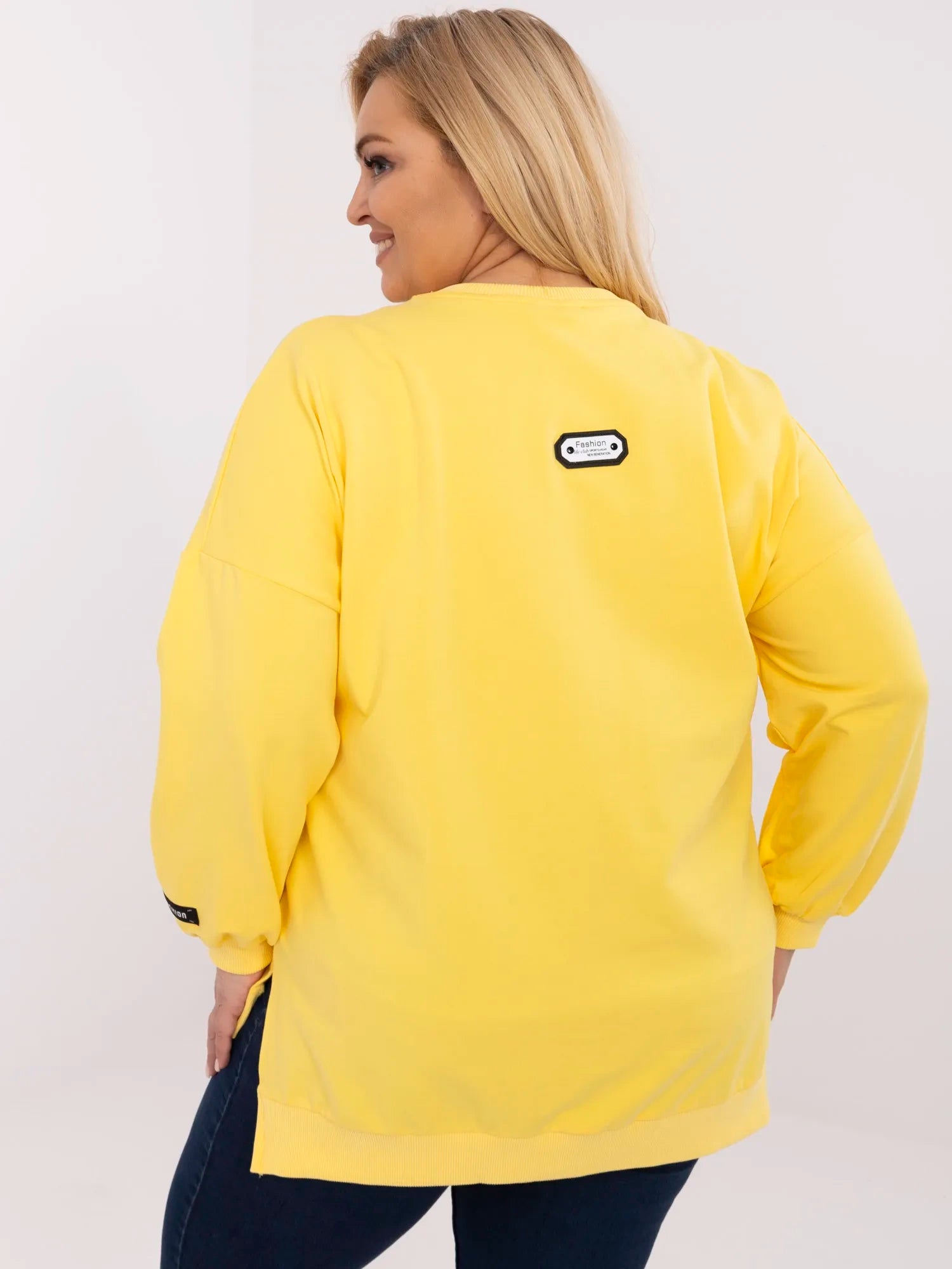 Żółta damska bluza basic plus size z bawełny