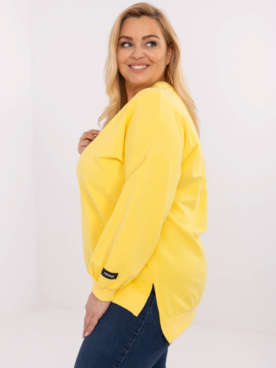 Żółta damska bluza basic plus size z bawełny