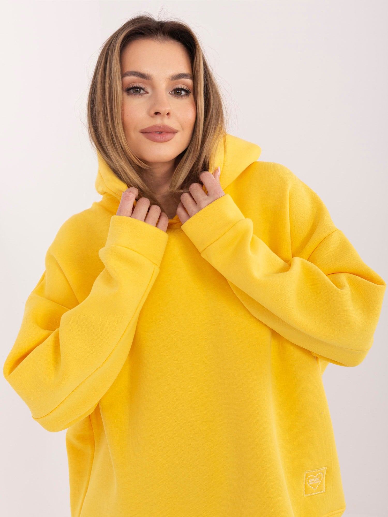 RUE PARIS Żółta dresowa bluza basic z ociepleniem