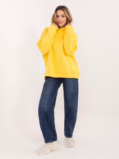 RUE PARIS Żółta dresowa bluza basic z ociepleniem