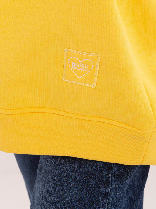 RUE PARIS Żółta dresowa bluza basic z ociepleniem