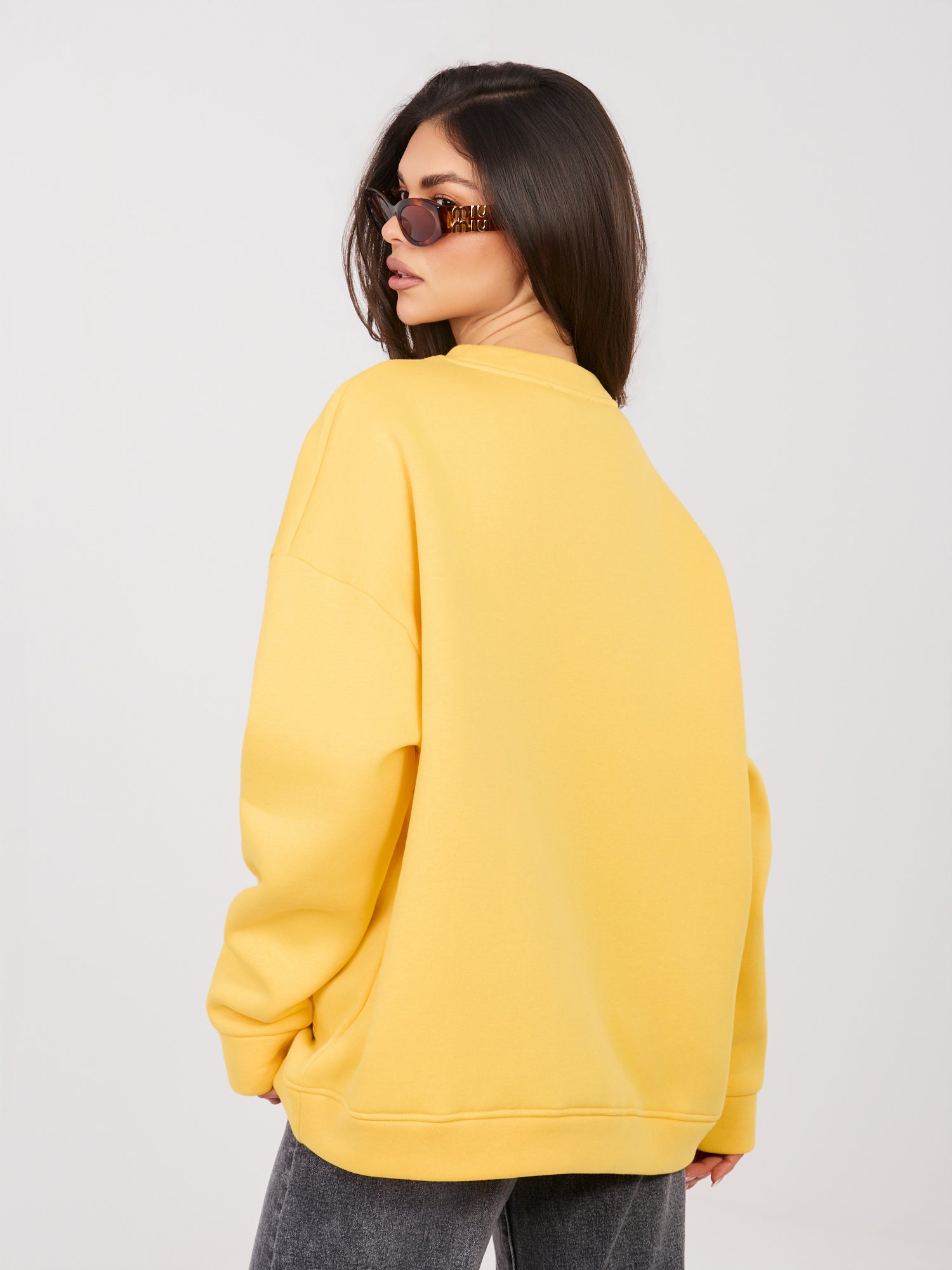 RUE PARIS Żółta dresowa bluza oversize z ociepleniem