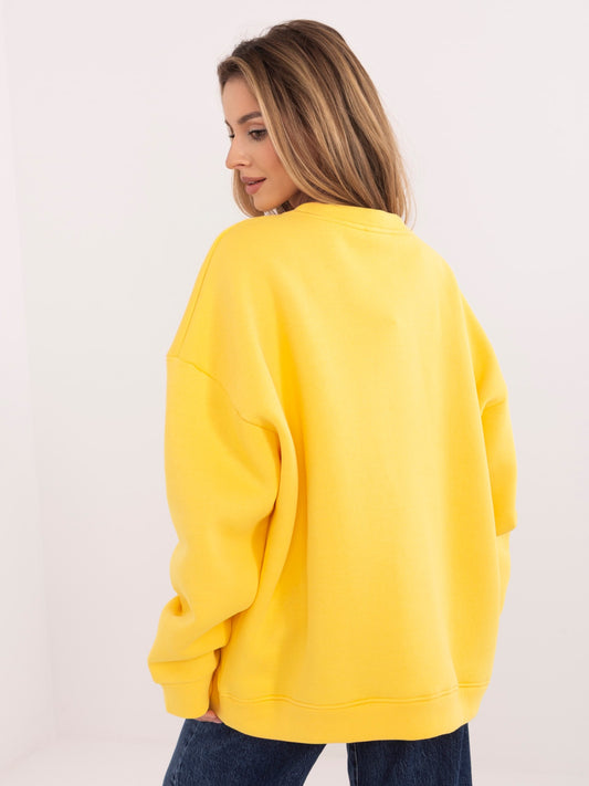 RUE PARIS Żółta dresowa bluza oversize bez kaptura