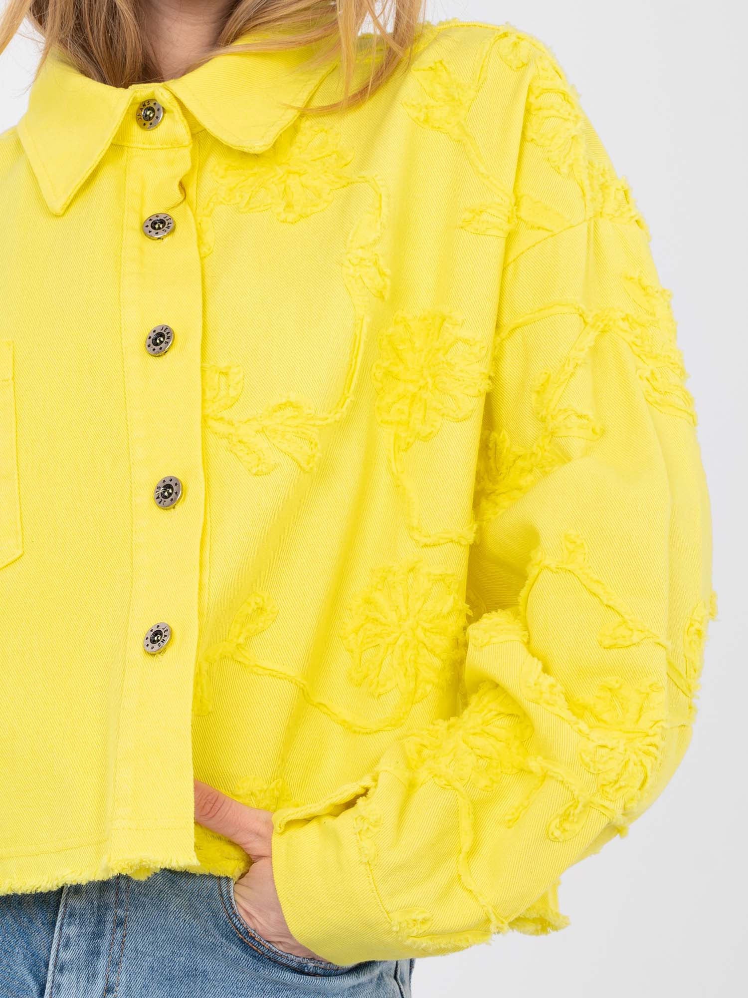RUE PARIS Żółta jeansowa kurtka oversize