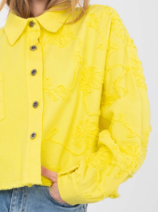 RUE PARIS Żółta jeansowa kurtka oversize