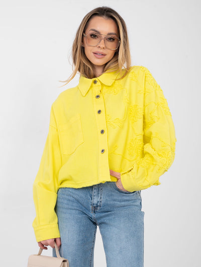 RUE PARIS Żółta jeansowa kurtka oversize