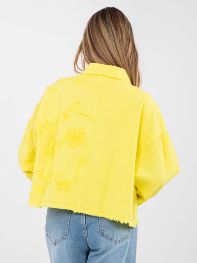 RUE PARIS Żółta jeansowa kurtka oversize