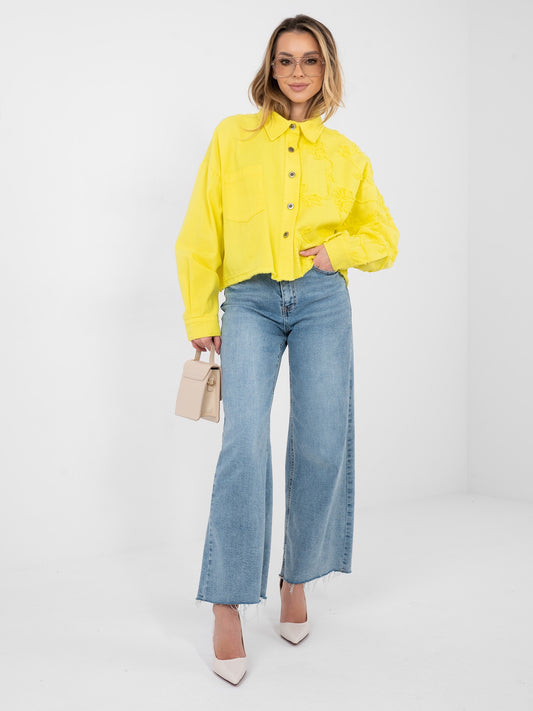 RUE PARIS Żółta jeansowa kurtka oversize