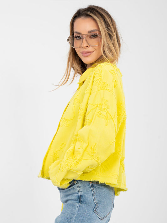 RUE PARIS Żółta jeansowa kurtka oversize