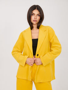 RUE PARIS Żółta sztruksowa marynarka oversize