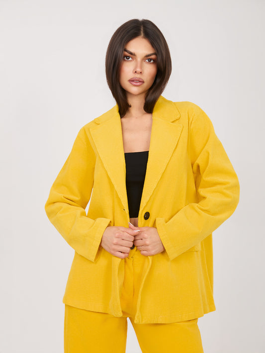 RUE PARIS Żółta sztruksowa marynarka oversize