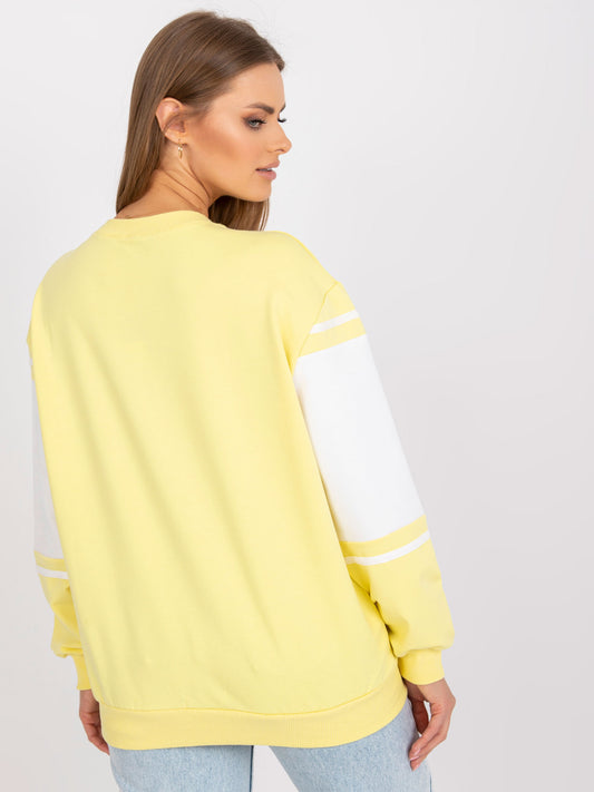 Żółto-biała dresowa bluza bawełniana
