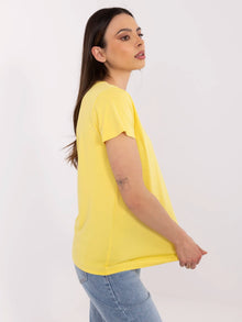 BASIC FEEL GOOD Żółty damski t-shirt z dekoltem V
