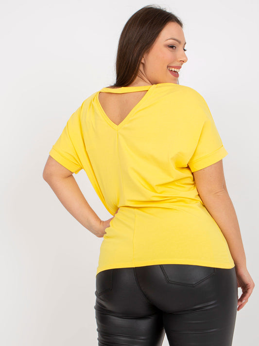 Żółty t-shirt plus size z napisem