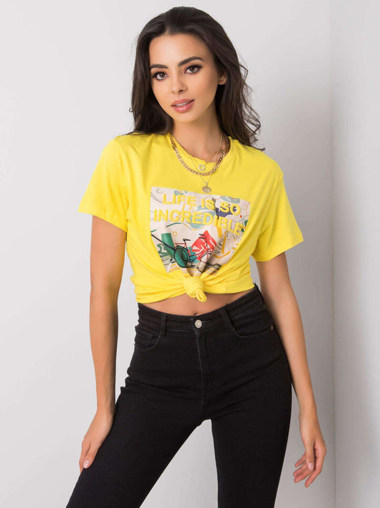 Żółty t-shirt bawełniany z napisem