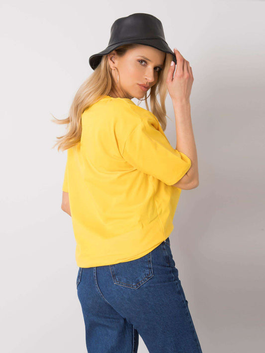 RUE PARIS Żółty t-shirt z nadrukiem